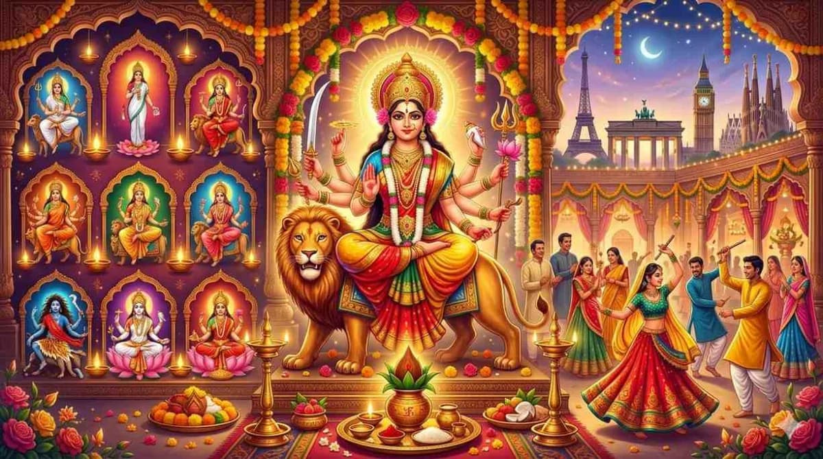 Sharadiya Durga Navratri 2026 Europe Guide: Dates, Day-Wise Puja Vidhi, Mantras, Colors, Fasting Rules & Complete Devotional Celebration for Indian Families in UK, Germany, France & Spain — Navratri