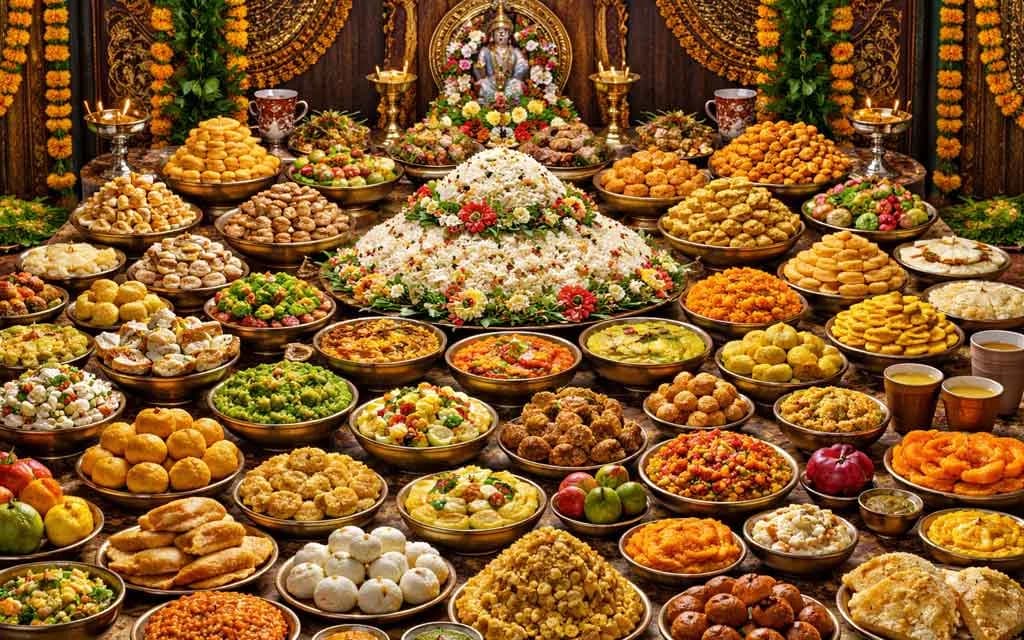 Chappan Bhog List — 56 Dishes for Govardhan Puja 2026 — Pooja, Slokas and Mantras