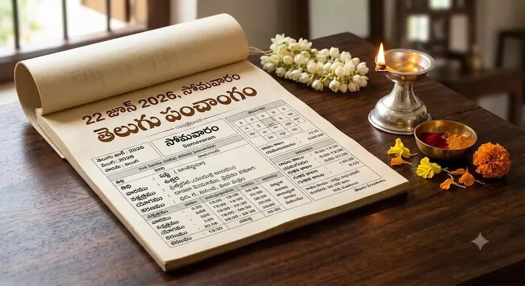 22 June 2026 Drigganita Panchangam | Monday Panchangam — Astrology