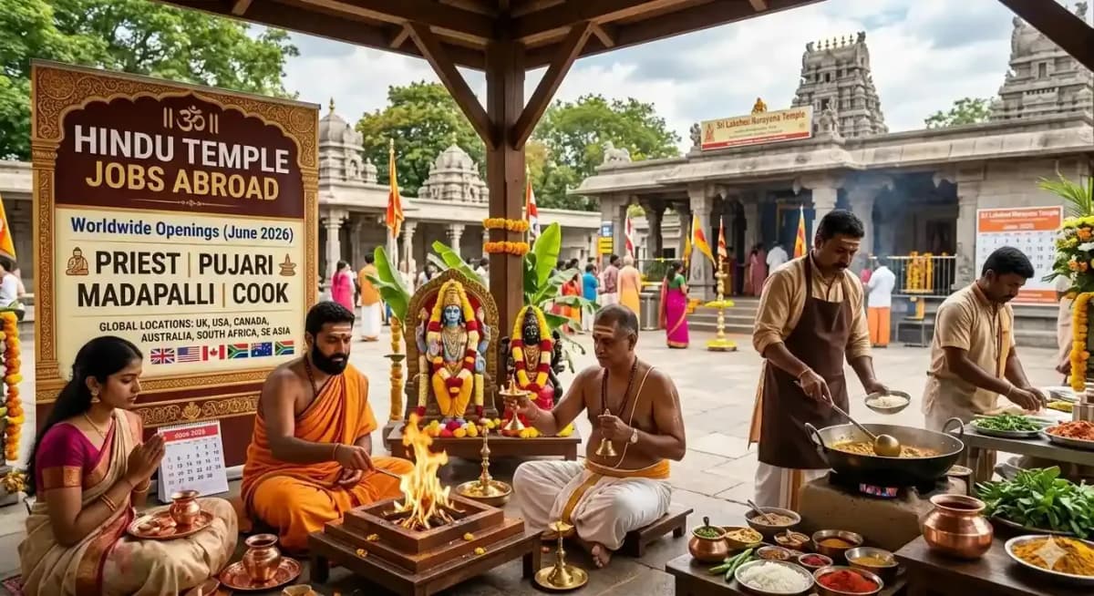 Hindu Temple Jobs Abroad (June 2026): Worldwide Priest, Pujari, Madapalli & Cook Openings — Temple Jobs