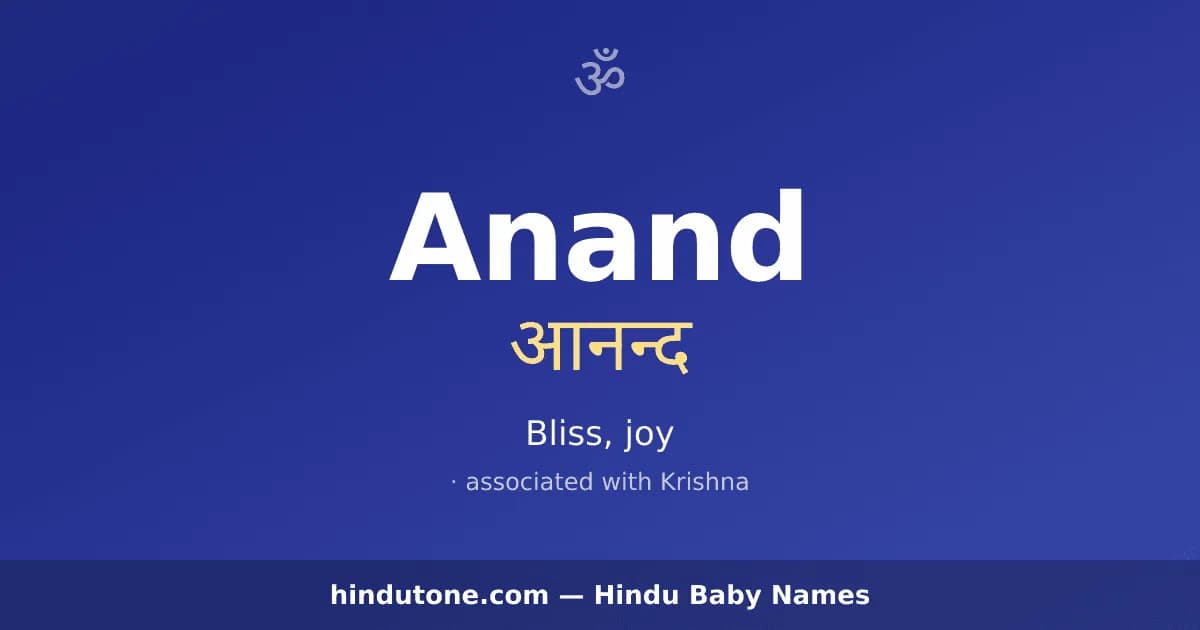 Anand — Hindu Boy Names with A