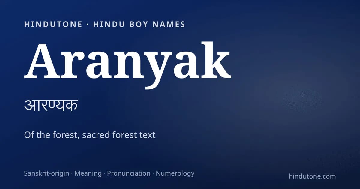 Aranyak — Hindu Boy Names with A