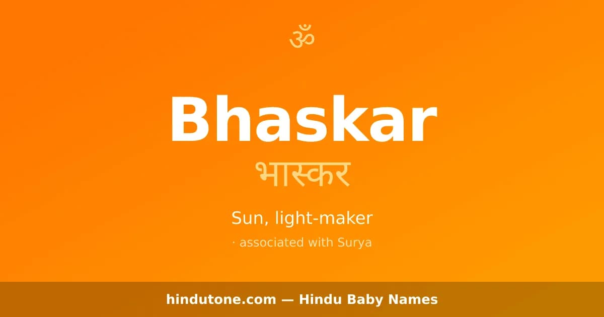 Bhaskar — Hindu Boy Names with B