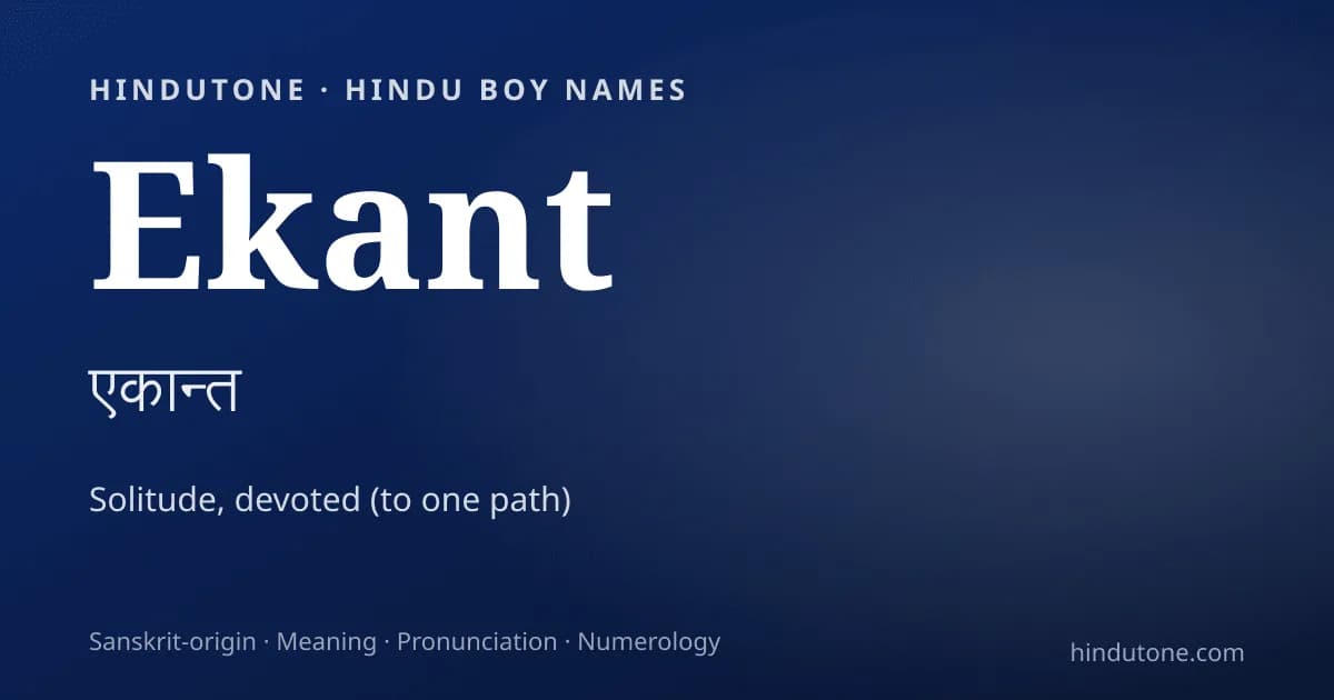 Ekant — Hindu Boy Names with E