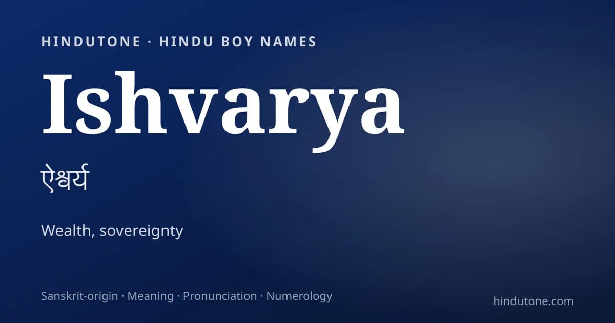 Ishvarya — Hindu Boy Names with I