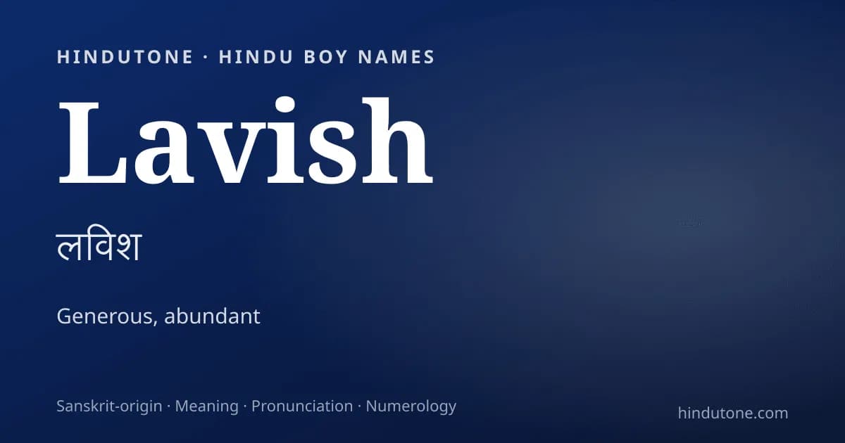 Lavish — Hindu Boy Names with L