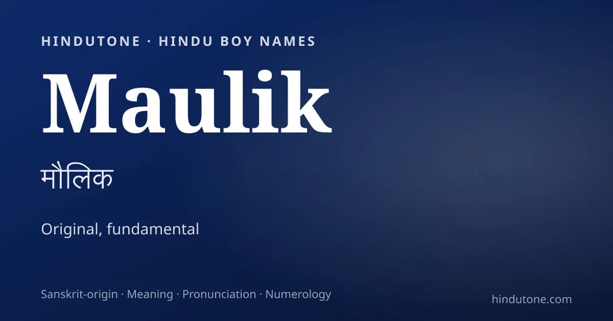 Maulik — Hindu Boy Names with M