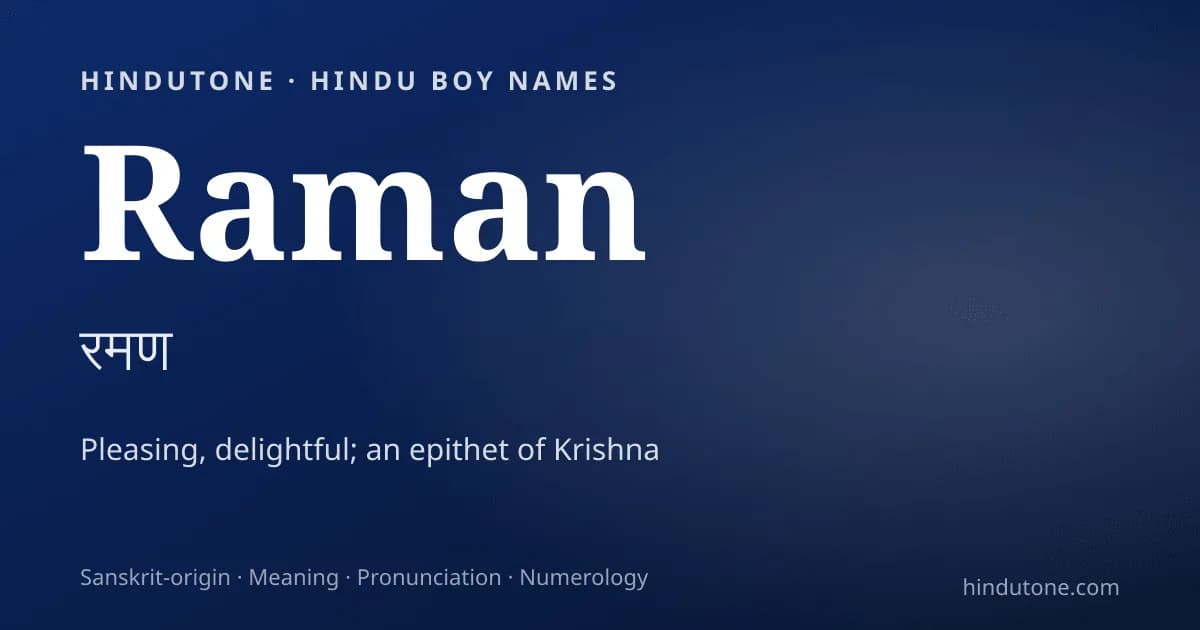 Raman — Hindu Boy Names with R