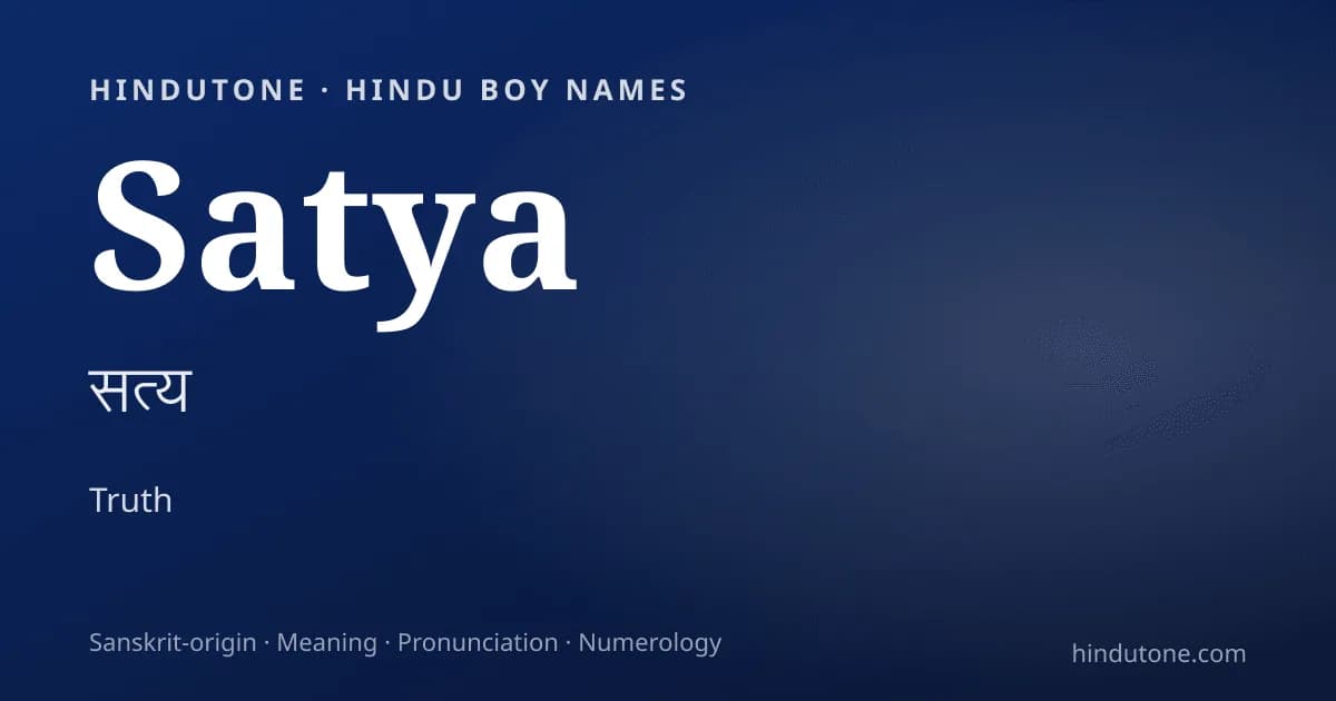 Satya — Hindu Boy Names with S