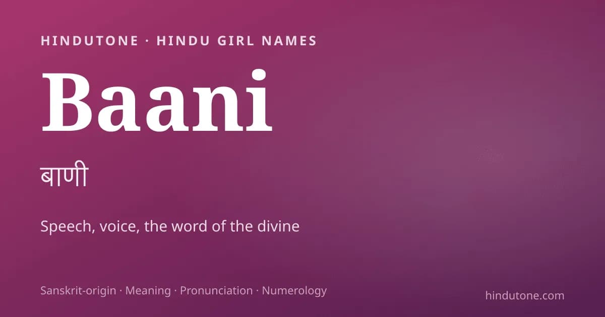 Baani — Hindu Girl Names with B
