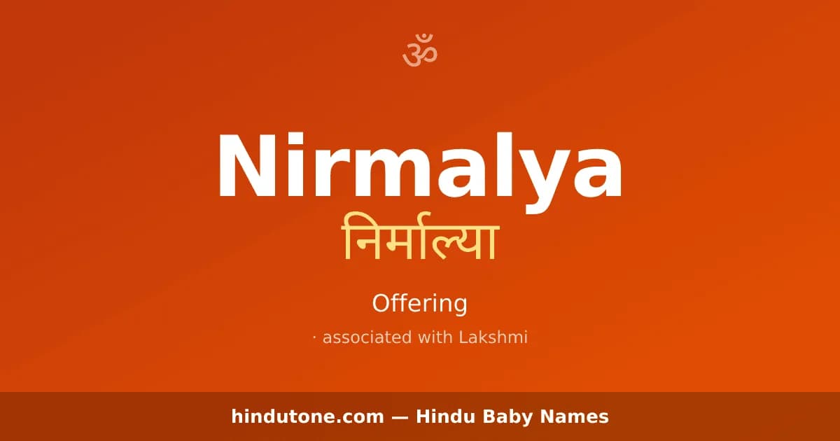 Nirmalya — Hindu Girl Names with N