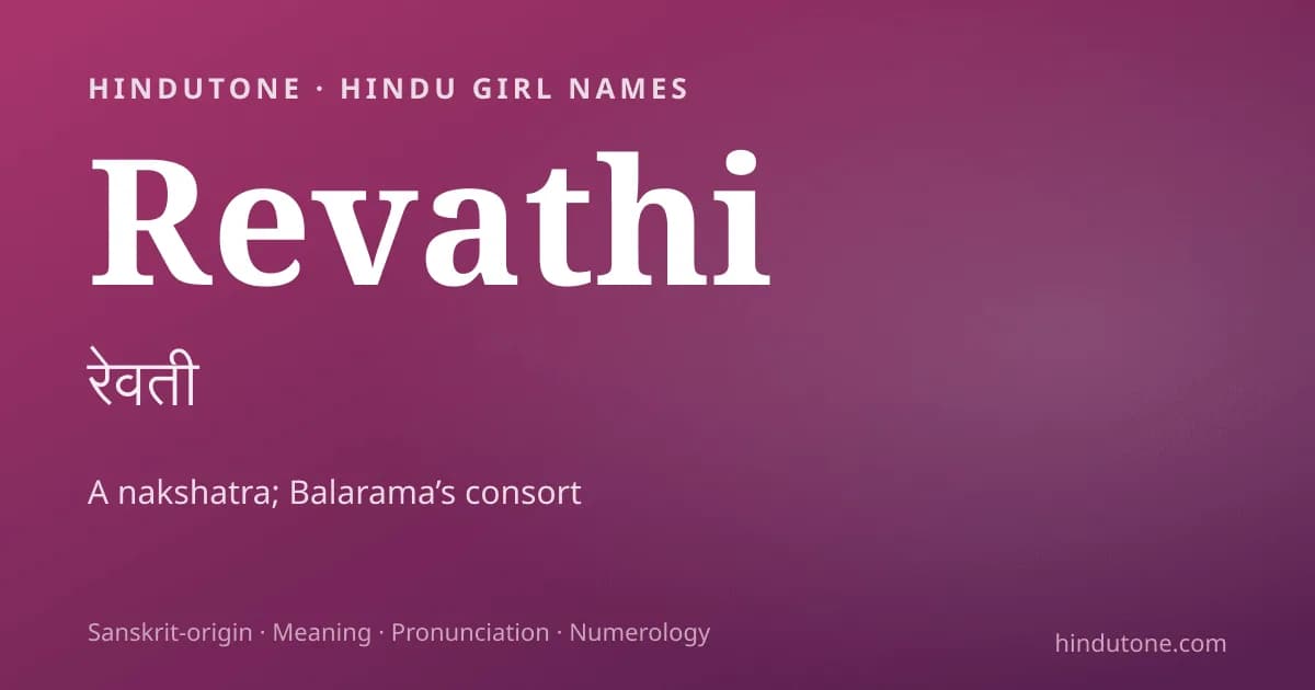 Revathi — Hindu Girl Names with R