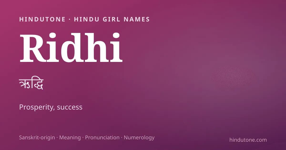 Ridhi — Hindu Girl Names with R
