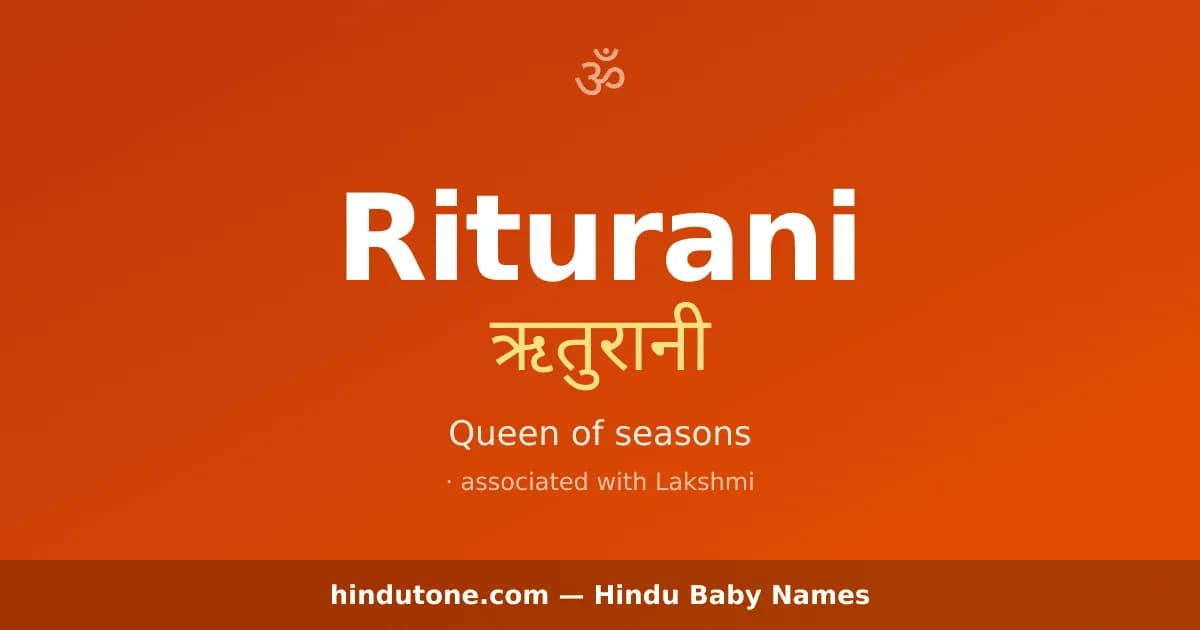 Riturani — Hindu Girl Names with R