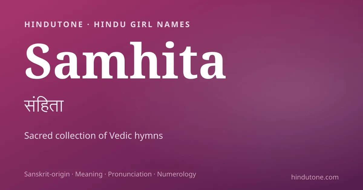 Samhita — Hindu Girl Names with S