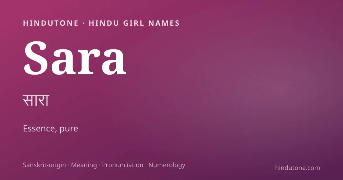 Sara — Hindu Girl Names with S
