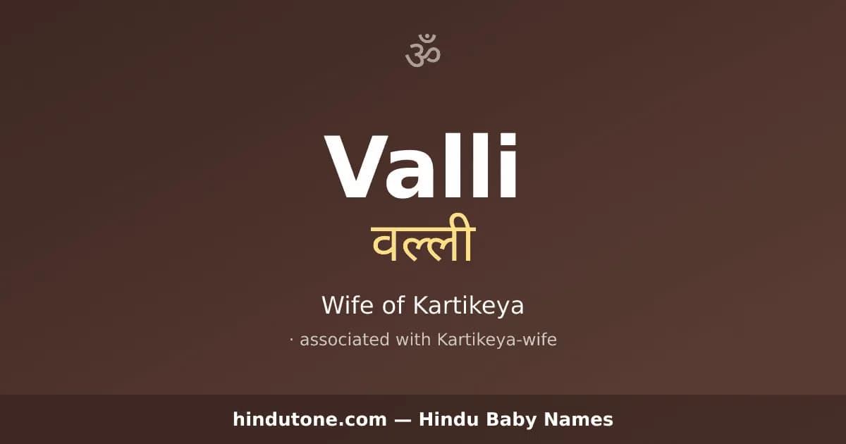 Valli — Hindu Girl Names with V