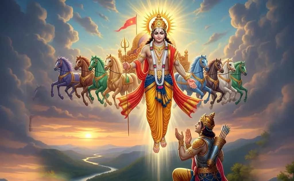 The Radiant Covenant: Surya Dev's Divine Encounter with Arjun