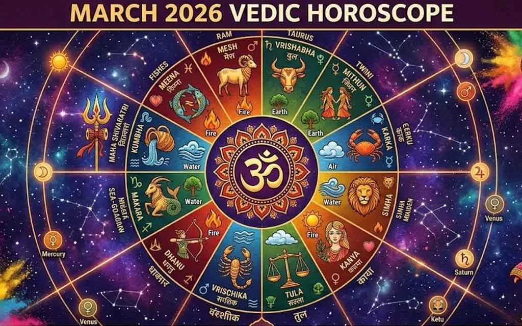March 2026 Vedic Horoscope — Chandra Rashi Predictions — Monthly