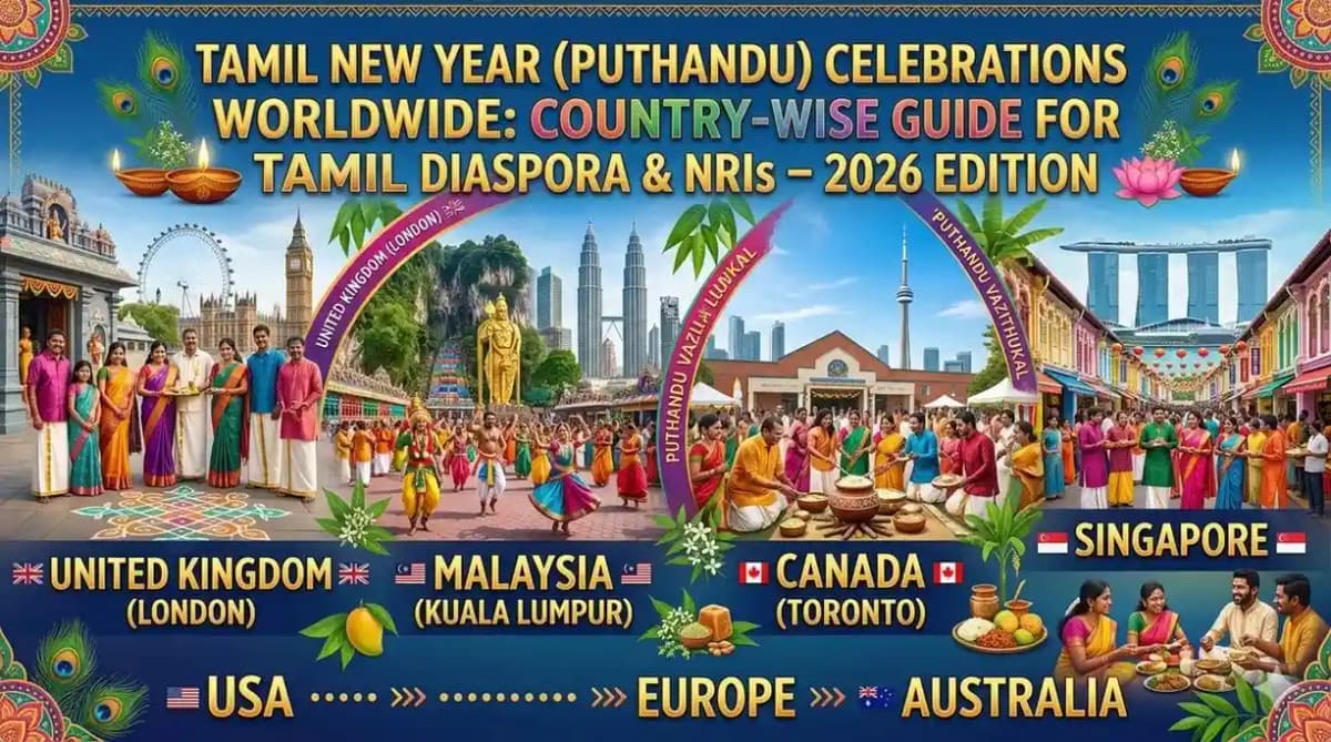 Tamil New Year (Puthandu) Celebrations Worldwide: Country-Wise Guide for Tamil Diaspora & NRIs – 2026 Edition — Festivals