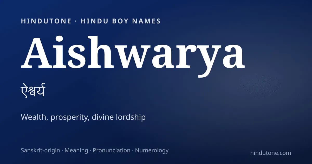 Aishwarya — Hindu Boy Names with A