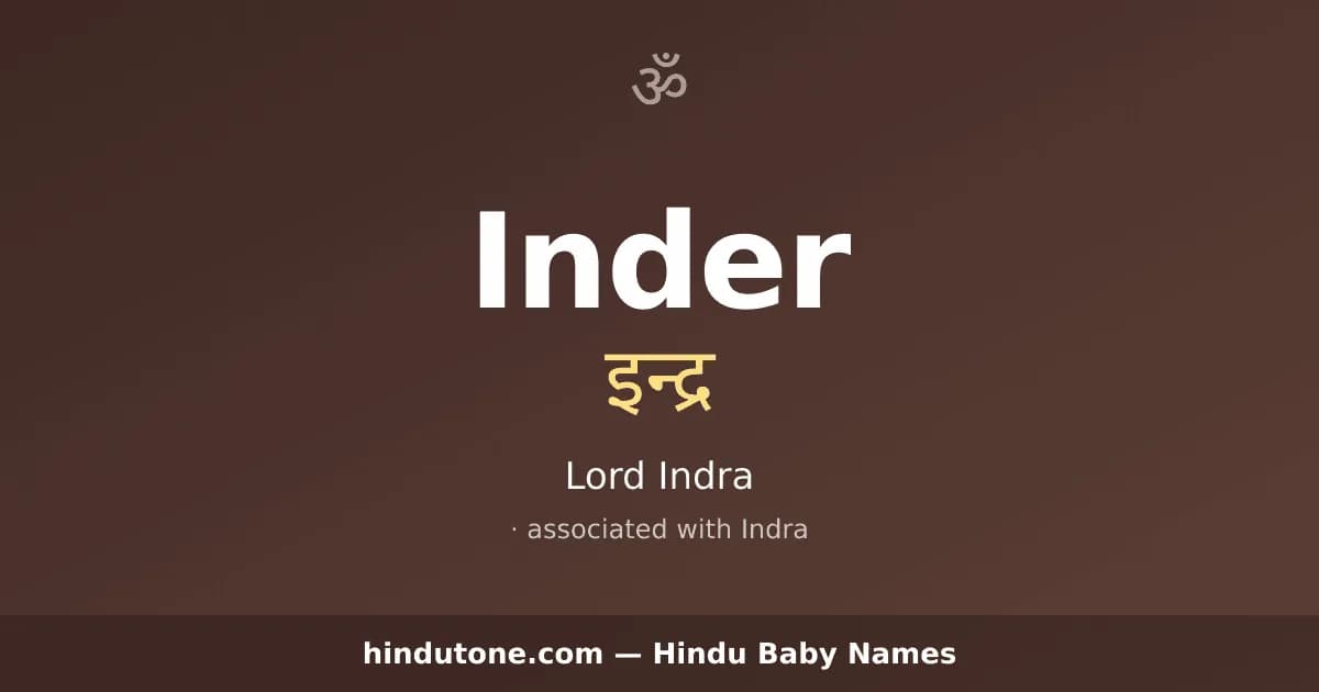 Inder — Hindu Boy Names with I
