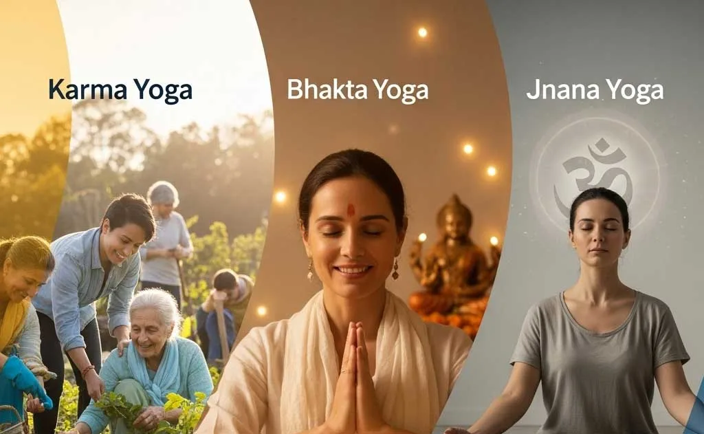 The Three Paths: Karma, Bhakti, and Jnana Yoga - A Spiritual Guide for Modern NRIs — Spirituality