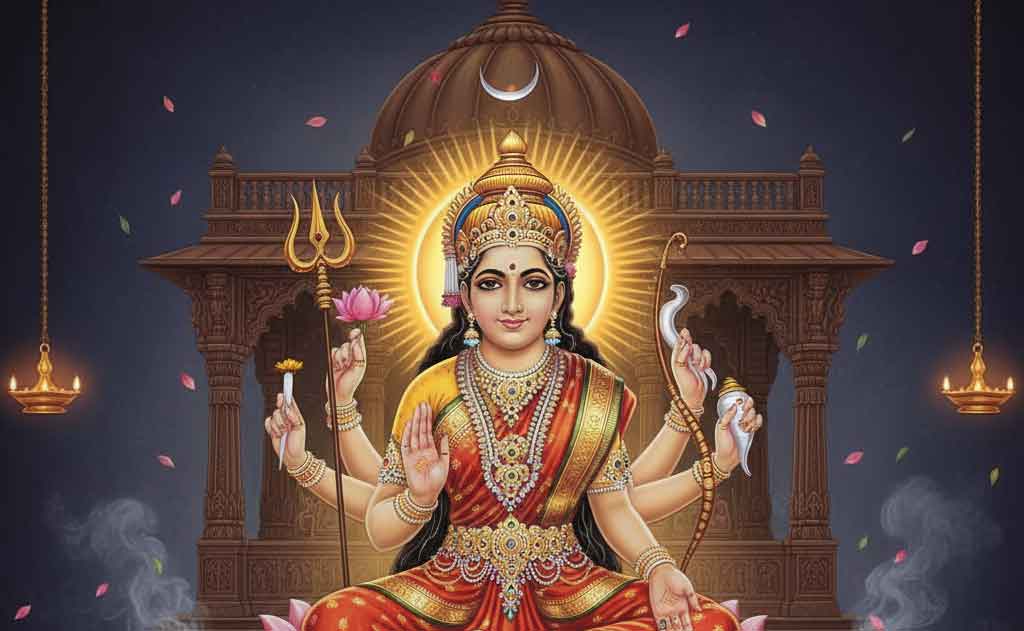 Navratri Day 9: Maa Siddhidatri Puja - Complete Rituals Guide Posted on September 30, 2025 | By Hindutone Editorial Team Welcome to the ninth and final sacred day of Navratri 2025! Today, September 30th, we worship Maa Siddhidatri, the ninth and supreme form of Goddess Durga. Known as the Giver of Siddhis (Supernatural Powers), she represents the ultimate achievement of spiritual perfection and divine empowerment. This is the culmination day when devotees receive the fruits of their nine-day spiritual journey. About Maa Siddhidatri Name Meaning: "Siddhidatri" means the Giver of Siddhis (Siddhi = supernatural powers/achievements, Datri = giver). She is the ultimate source of all eight classical siddhis (Ashta Siddhis) and the bestower of spiritual perfection. Appearance: Maa Siddhidatri has four hands and sits on a fully bloomed lotus flower, sometimes riding a lion. Her complexion is radiant and divine, emanating golden light. She holds a lotus, mace (gada), conch shell (shankh), and chakra (discus) in her four hands. She is surrounded by celestial beings, siddhas, gandharvas, and accomplished yogis seeking her blessings. Significance: She governs spiritual perfection, psychic powers, divine wisdom, and the fulfillment of all desires. Her worship grants mastery over the physical and metaphysical realms, divine knowledge, and ultimate liberation. She is worshipped by gods, sages, and spiritual seekers for attaining supernatural abilities and enlightenment. Color of the Day: Multi-colored/Rainbow (Panchavarni) - representing the completion of the spiritual spectrum and mastery over all elements Supreme Achievement: Maa Siddhidatri completes the Navadurga cycle, representing the devotee's journey from basic spiritual practice to ultimate divine realization and empowerment. The Eight Siddhis (Ashta Siddhis) Understanding the divine powers Maa Siddhidatri bestows: Anima - Power to become as small as an atom Mahima - Power to become infinitely large Garima - Power to become infinitely heavy Laghima - Power to become weightless Prapti - Power to obtain anything desired Prakamya - Power to fulfill any wish Ishitva - Power of lordship over creation Vashitva - Power to control natural forces Complete Puja Vidhi (Step-by-Step Rituals) Pre-Puja Preparations (4:00 - 5:30 AM) Personal Spiritual Elevation Rise before dawn with consciousness of spiritual completion Sacred bath with all five sacred substances (Panchamrit) Wear multicolored or golden clothes representing divine spectrum Apply tilaka with all auspicious colors and substances Mental preparation for receiving divine siddhis Vow of responsibility to use powers for universal welfare Complete surrender to divine will and guidance Sacred Space for Divine Empowerment Supreme purification of altar with all sacred substances Multicolored decorations representing complete spectrum Eight-directional flower arrangements for eight siddhis Golden cloth or silk for the supreme goddess Elevated lotus platform for Maa Siddhidatri's installation Multiple lamps in eight directions for divine illumination Sacred geometry rangoli representing cosmic perfection Divine fragrance with all types of flowers and incense Essential Puja Items (Samagri) Basic Items: Flowers of all colors (roses, marigolds, lotus, jasmine) Multicolored or golden cloth/chunari All types of sandalwood, kumkum, haldi, chandan Mixed colored rice and grains All varieties of fruits representing abundance Diverse sweets and delicacies for complete offering Various oils and ghee for different types of lamps Precious gems or crystals representing different siddhis Gold or brass items for ultimate prosperity Complete puja vessels set in different metals Special Items for Maa Siddhidatri: Eight different gemstones for eight siddhis Lotus flowers - fresh and in different colors if possible Conch shell, chakra, mace, and lotus symbols Sacred texts (Vedas, Puranas, spiritual books) Yantra materials for powerful geometric patterns Various musical instruments for celestial worship Donations ready for charity and service Items representing all elements (earth, water, fire, air, space) Detailed Puja Procedure (5:30 - 9:00 AM) Step 1: Cosmic Consciousness Invocation Begin by connecting with universal divine power: "ॐ सर्वसिद्धिप्रदे देवि सिद्धिदात्रि नमोऽस्तु ते। अष्टसिद्धिनवनिधि दाता या देवि सुशोभिते।।" "ॐ सिद्धिदात्र्यै नमः। ॐ सर्वसिद्धिप्रदायिन्यै नमः। ॐ अष्टसिद्धि स्वरूपायै नमो नमः।।" Universal empowerment invocation: "ब्रह्मा विष्णु सदाशिव जिनकी करते आराधना। सो मां सिद्धिदात्री है सभी सिद्धियों की स्वामिनी।।" Step 2: Divine Light Spectrum Activation Light rainbow spectrum lamps while chanting: "सिद्धिदात्र्यै दीपज्योतिर्नमो सर्वसिद्धिदायिने। अष्टसिद्धि प्रकाशेन भासयामि जगत्प्रियाम्।।" Invoke complete divine spectrum: "सप्तवर्ण प्रकाशेन पूर्णा त्वं परमेश्वरी। सिद्धिदात्री महाशक्ते सर्वसिद्धि समन्विते।।" Establish cosmic perfection: "आद्यन्त रहिता देवी सिद्धिदात्री शिवप्रिया। पूर्णत्वं च सिद्धत्वं च प्रदातु मम जीवने।।" Step 3: Trinity and Cosmic Powers Invocation Since Siddhidatri is worshipped by the Trinity, invoke complete cosmic hierarchy: Invoke Brahma for creation siddhis: "ब्रह्मादि देव गण सेवित सिद्धिदात्री। सृष्टि शक्ति प्रदानं कुरु भक्त हिताय च।।" Invoke Vishnu for preservation siddhis: "विष्णु लक्ष्मी सहित करते तेरी आराधना। पालन शक्ति प्रदान करो भक्तों की रक्षा हेतु।।" Invoke Shiva for transformation siddhis: "शिव शक्ति स्वरूप त्वं संहार सृजना कारी। महेश्वर प्रिया देवि सिद्धिदात्री नमोऽस्तु ते।।" Step 4: Kalash Puja with Complete Divine Presence Invoke all divine powers in Kalash: "कलशे सर्व देव गण ऋषि मुनि गण्धर्व। सिद्ध चारण किन्नर सब करते तव सेवा। सिद्धिदात्री महाशक्ते कलशे संप्रतिष्ठिता।।" Complete empowerment installation: "अष्ट सिद्धि नव निधि के दातार जो कोई। सिद्धिदात्री भगवती से वरदान पावे सोई।।" Step 5: Main Deity Dhyana (Perfection Meditation) Complete Dhyan Shloka for Maa Siddhidatri: "सिद्धगन्धर्वयक्षाद्यैरसुरैरमरैरपि। सेव्यमाना सदाभूयात् सिद्धिदा सिद्धिदायिनी।। या देवी सर्वभूतेषु सिद्धिरूपेण संस्थिता। नमस्तस्यै नमस्तस्यै नमस्तस्यै नमो नमः।। कमलासनस्था विराजे चतुर्भुजा सिद्धिदात्री। शंख चक्र गदा पद्म धारिणी शुभदायिनी।। पीतवर्णा चतुर्वक्त्रा पीतवस्त्रा शिवप्रिया। सर्वसिद्धिप्रदा देवी सिद्धिदात्री सदा शिवा।। ब्रह्मा विष्णु महेशाद्याः सुर गन्धर्व किन्नराः। मुनयो योगिनो यक्षाः सिद्धाः सेवन्ति यां सदा।। सा मे सिद्धिदात्री देवी प्रसन्ना भूयात्सर्वदा। सर्वसिद्धि समायुक्ता सिद्धिदात्री नमोऽस्तु ते।।" Invoke her supreme presence with complete surrender: "आगच्छ देवि सिद्धिदे सर्वसिद्धि विनायिके। अष्टसिद्धि समायुक्ते भक्तानां हितकारिणी।।" Step 6: Ashta Siddhi Individual Invocation Invoke each of the eight siddhis individually: Anima Siddhi (Atomic Power): "अणिमा सिद्धि दे देवी सूक्ष्म रूप धारिणी। लघुत्व गुण प्रदान कर अणु रूप दर्शिनी।।" Mahima Siddhi (Expansion Power): "महिमा सिद्धि दे माता विराट रूप धारिणी। विस्तार शक्ति दे देवी ब्रह्माण्ड व्यापिनी।।" Garima Siddhi (Weight Control): "गरिमा सिद्धि प्रदान कर गुरुत्वाकर्षण बल। पर्वत सम भारी कर दे या हल्का कर दे तत्काल।।" Laghima Siddhi (Lightness Power): "लघिमा सिद्धि दे माता हवा में उड़ने की शक्ति। भारहीन बना देकर दे दे दिव्य गति।।" Prapti Siddhi (Obtainment Power): "प्राप्ति सिद्धि दे देवी हर वस्तु पाने की शक्ति। दूर की वस्तु हाथ में आए यही है तेरी भक्ति।।" Prakamya Siddhi (Wish Fulfillment): "प्राकाम्य सिद्धि दे माता इच्छा पूर्ण करने वाली। मन की हर बात पूरी हो तू है वरदान देने वाली।।" Ishitva Siddhi (Lordship Power): "ईशित्व सिद्धि दे देवी नेतृत्व गुण दायिनी। सबपर अधिकार मिले तू है शासन शक्ति दायिनी।।" Vashitva Siddhi (Control Power): "वशित्व सिद्धि दे माता प्रकृति पर काबू पाने की। पञ्च तत्त्व को वश में कर हर शक्ति अपनाने की।।" Step 7: Supreme Abhishek with All Sacred Substances Panchamrit Abhishek representing five elements: "पञ्चामृतेन स्नापयामि सिद्धिदात्रीं महेश्वरीम्। पञ्चतत्त्व गुण संयुक्तां सर्वसिद्धि विधायिनीम्।।" Honey abhishek for sweetness of achievement: "मधुधारा प्रवाहेण स्नातां सिद्धि प्रदायिनीम्। मधुर सिद्धि फलप्राप्ति हेतु देवि प्रसीद मे।।" Ghee abhishek for divine illumination: "घृत धारा समायुक्तां स्नातां तेजोमयीं शिवाम्। ज्योतिर्मय सिद्धि प्राप्ति हेतु आशीर्वाद दे मां।।" Sacred water from all holy rivers: "गंगा यमुना सरयू नर्मदा च कावेरी। सप्त सिन्धु जल मिश्रेण स्नातां सिद्धि दात्रीम्।।" Step 8: Divine Spectrum Alankara (Rainbow Decoration) Multicolored divine attire: "पञ्चवर्ण वस्त्रं समर्पाम्यहं सप्तवर्ण गुणान्विते। सिद्धि स्पेक्ट्रम धारिण्यै सिद्धिदात्री नमोऽस्तु ते।।" Apply all auspicious colors: "चन्दन कुमकुम हल्दी काजल सिन्दूर मिश्रणम्। सर्ववर्ण समायुक्तां करोमि तव पूजनम्।।" Offer rainbow spectrum flowers: "सप्तवर्ण पुष्प मालाभिः अलंकरोमि सुशोभने। इन्द्रधनुष सम शोभाढ्ये सिद्धिदात्री नमोऽस्तु ते।।" Step 9: Complete Siddhi Empowerment Ritual Special ceremony for receiving divine powers responsibly: Declare readiness and worthiness: "तैयार हूं मैं देवी अब सिद्धि प्राप्ति के लिए। पात्रता दे दे मुझको शक्ति ग्रहण करने की।।" Vow for righteous use: "धर्म मार्ग पर चलूंगा सिद्धि का दुरुपयोग न करूंगा। लोक कल्याण हेतु ही इन शक्तियों का प्रयोग करूंगा।।" Request gradual bestowing: "क्रमशः दे दे सिद्धियां जितनी संभाल सकूं। अहंकार में न आऊं इसका ध्यान रखूं।।" Complete surrender: "तेरी इच्छा हो तो दे दे न चाहे तो मत देना। भक्ति भाव ही पर्याप्त है सिद्धि चाहे न देना।।" Step 10: Shodashopachara with Supreme Divine Consciousness Perform each service acknowledging her as the ultimate giver of spiritual powers: आवाहनम् (Supreme Invocation): "सिद्ध गन्धर्व यक्ष सेवित सिद्धिदात्री जगन्मयी। आगच्छ देवि कल्याणि सर्वसिद्धि समन्विते।।" आसनम् (Divine Throne): "कमलासनं समर्पाम्यहं सर्वसिद्धि प्रदायिने। सिद्धासने विराजित्वा पूजां गृहाण देवि मे।।" पाद्यम् (Sacred Feet Worship): "चरणामृत प्रदानेन पादुकाभ्यां नमाम्यहम्। सिद्धि पाद कमलाभ्यां ते कोटिशः प्रणमाम्यहम्।।" अर्घ्यम् (Sacred Water Offering): "सर्व तीर्थ जल संयुक्तं अर्घ्यं गृहाण देवि मे। सिद्धिदात्री महामाये त्रिलोक्य हितकारिणी।।" [Continue with remaining 12 services acknowledging her supreme position...] Step 11: Ultimate Divine Naivedya (Supreme Offerings) Today's Special Prasad: Panchamrit Kheer with All Sacred Ingredients Divine Siddhidatri Kheer Recipe: 1 cup best quality rice 2 liters pure cow's milk Honey, sugar, jaggery (all three sweeteners) All dry fruits - almonds, pistachios, cashews, dates, figs Saffron, cardamom, nutmeg, cinnamon (all spices) Silver and gold vark for ultimate decoration Edible pearls and gems for divine presentation Preparation with Complete Divine Consciousness: Begin cooking with supreme mantras: "सर्व सामग्री मिश्रण करते सिद्धिदात्री स्मरण करूं। पञ्चामृत खीर निर्माण में तेरा ही गुणगान करूं।।" Offer the supreme preparation: "पञ्चामृत खीर दिव्य अन्नं सिद्धिदात्री महेश्वरी। सर्वरस समायुक्तं गृहाण भक्ति पूर्वकम्।।" Additional Supreme Offerings: All varieties of fruits representing abundance All types of sweets from different regions All kinds of beverages - milk, lassi, fruit juices Complete meal representing gratitude for spiritual journey Step 12: Siddhidatri Mantras and Supreme Consciousness Japa Primary Siddhi Mantra: "ॐ देवी सिद्धिदात्र्यै नमः।।" (Chant 108 times with all types of gemstone mala) Ultimate Beej Mantra: "ॐ ह्रीं क्लीं ऐं सिद्धिदात्र्यै नमः।।" (54 times for all siddhis activation) Ashta Siddhi Mahamantra: "ॐ अणिमा महिमा गरिमा लघिमा प्राप्ति प्राकाम्य ईशित्व वशित्व सिद्धिदात्र्यै स्वाहा।।" (27 times for complete siddhi spectrum) Complete Achievement Mantra: "ॐ सर्वसिद्धि स्वरूपाय सर्वसिद्धि प्रदायिने। सिद्धिदात्री महाशक्ते सर्वकाम प्रदायिने।।" Siddhidatri Supreme Protection Kavach: सिद्धिदात्री शिरसि पातु ललाटे सर्वसिद्धिदा। नेत्रयोः सिद्धिशालिनी कर्णयोः सिद्धियोगिनी।। नासायां सिद्धिकारिणी मुखे सिद्धिविधायिनी। कण्ठे सिद्धिप्रदा पातु हृदयं सिद्धिरूपिणी।। नाभौ सिद्धिमयी पातु कट्यां सिद्धि स्वरूपिणी। जंघायोः सिद्धिसम्पन्ना पादयोः सिद्धिदायिनी।। Step 13: Siddhidatri Aarti (Supreme Achievement Hymn) Complete Traditional Aarti: जय सिद्धिदात्री मैया, जय सिद्धिदात्री। अष्ट सिद्धि की दाता, नवनिधि की स्वामी।। चार भुजाओं वाली माता, कमल पे विराजित। शंख चक्र गदा पद्म लिए, भक्त मन को भाजित।। ब्रह्मा विष्णु महेश भी, करते हैं तेरी स्तुति। सिद्ध गन्धर्व यक्ष सभी, गाते तेरी महिमा।। नौ दिन की आराधना का, आज है फल दिन। सिद्धिदात्री मैया से, मिलती हर मनोकामना पूर्ति।। अणिमा महिमा गरिमा की, लघिमा की दाता। प्राप्ति प्राकाम्य ईशित्व की, वशित्व विधाता।। भक्त जिस सिद्धि को चाहे, वो देती तत्काल। धर्म मार्ग पर चलने वाले को, मिलता शुभफल।। हे सर्वसिद्धि दायिनी, हे कृपानिधान। सिद्धिदात्री मैया तेरा, होवे कल्याण।। Step 14: Complete Navratri Journey Gratitude Prayer Supreme Gratitude and Integration Prayer: हे सिद्धिदात्री माँ! आज नवरात्रि की यात्रा पूर्ण हो रही है। पहले दिन शैलपुत्री से शुरू होकर आज तक का सफर अद्भुत रहा। ब्रह्मचारिणी ने तपस्या की शक्ति दी, चन्द्रघण्टा ने साहस दिया। कुष्मांडा ने रचनात्मकता दी, स्कन्दमाता ने मातृत्व का प्रेम दिया। कात्यायनी ने विजय दिलाई, कालरात्रि ने भय से मुक्ति दी। महागौरी ने पवित्रता दी, और आज आप सभी सिद्धियों के दरवाजे खोल रही हैं। इस पूरी यात्रा के लिए आपका कोटि-कोटि धन्यवाद। जो भी सिद्धियां आप देना चाहती हैं, धर्म मार्ग पर ही उपयोग करूंगा। अहंकार में कभी न आऊं, यह आशीर्वाद दें। सदा आपका भक्त बना रहूं, यही वरदान चाहिए।। Commitment for Responsible Use of Siddhis: मैं प्रतिज्ञा करता हूं कि: - जो भी सिद्धियां मिलें, उनका उपयोग लोकहित में करूंगा - व्यक्तिगत स्वार्थ के लिए इनका दुरुपयोग नहीं करूंगा - अहंकार में आकर किसी को हानि नहीं पहुंचाऊंगा - इन शक्तियों को परमात्मा की देन मानकर विनम्र रहूंगा - निरंतर साधना और सेवा में लगा रहूंगा हे मां! मुझे इस प्रतिज्ञा को निभाने की शक्ति दें।। Evening Rituals and Vijayadashami Preparation (6:00 - 9:00 PM) Final Day Celebration and Tomorrow's Preparation Grand evening aarti with complete family and community Distribution of blessed prasad to all participants Sharing of experiences and transformations from nine days Preparation for Vijayadashami celebration tomorrow Planning service projects inspired by received blessings Community feast with gratitude and joy Vrat (Fasting) Guidelines for Day 9 Complete Spectrum Fasting Options: 1. Supreme Vrat (Sarvotkrisht Vrat): Complete fast until evening with only water Break fast with blessed prasad after evening aarti Most powerful for receiving divine siddhis Only for experienced practitioners with good health 2. Full Spectrum Food Vrat: Foods of all colors representing complete achievement Include all varieties of fruits, vegetables, grains Balanced nutrition representing holistic approach Suitable for maintaining energy for intensive worship 3. Abundance Vrat: Rich, nutritious foods representing prosperity Include all types of milk products, nuts, fruits Quality over quantity with gratitude consciousness Symbolic of receiving divine abundance 4. Community Sharing Vrat: Prepare food for sharing with community Focus on giving and service rather than personal consumption Break individual barriers through collective celebration Emphasizes siddhi of sharing and caring Sacred Fast Breaking Ceremony: Time: After complete evening celebration Community: Break fast together with spiritual family Gratitude: Express thanks for complete Navratri journey Integration: Discuss experiences and future commitments Special Observances for Day 9 For Spiritual Seekers and Advanced Practitioners: Intensive meditation on achieved spiritual progress Review entire Navratri journey and transformations Set spiritual goals for continued evolution Commit to regular practice beyond festival period Prepare for teaching and sharing wisdom gained For Receiving Specific Siddhis: Identify needed powers for dharmic purposes Prepare mind and heart for responsible reception Practice humility and surrender to divine will Develop discrimination between needs and wants Cultivate service attitude for using powers wisely For Material and Worldly Success: Pray for righteous prosperity and abundance Seek success in dharmic enterprises and ventures Request removal of obstacles in worthy pursuits Pray for family welfare and community development Ask for resources to serve others and contribute to society