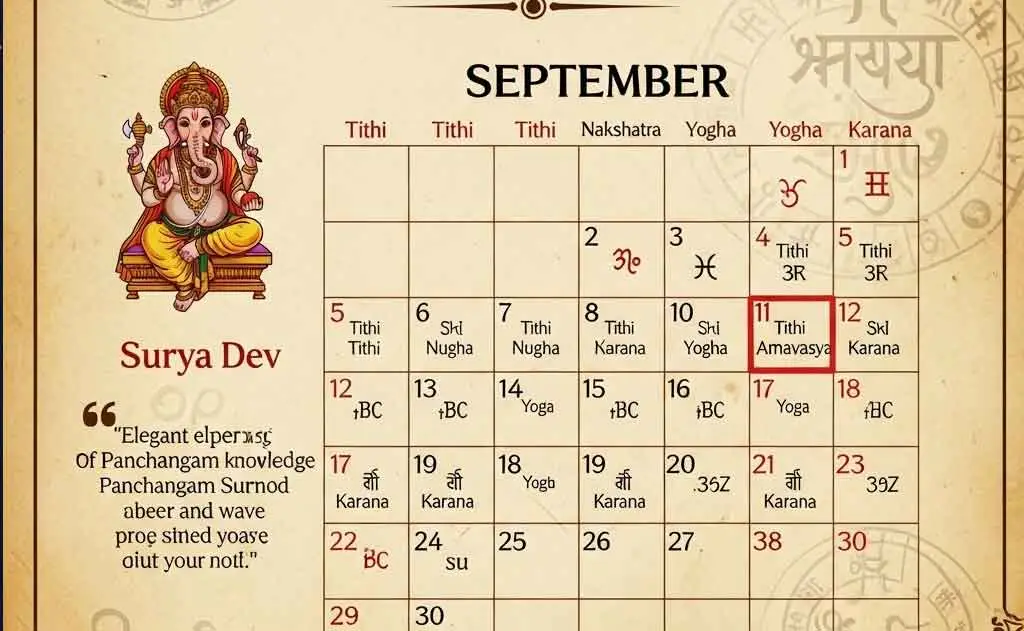 September 2025 Daily Panchangam | Hindu Calendar Month-wise Guide — Astrology