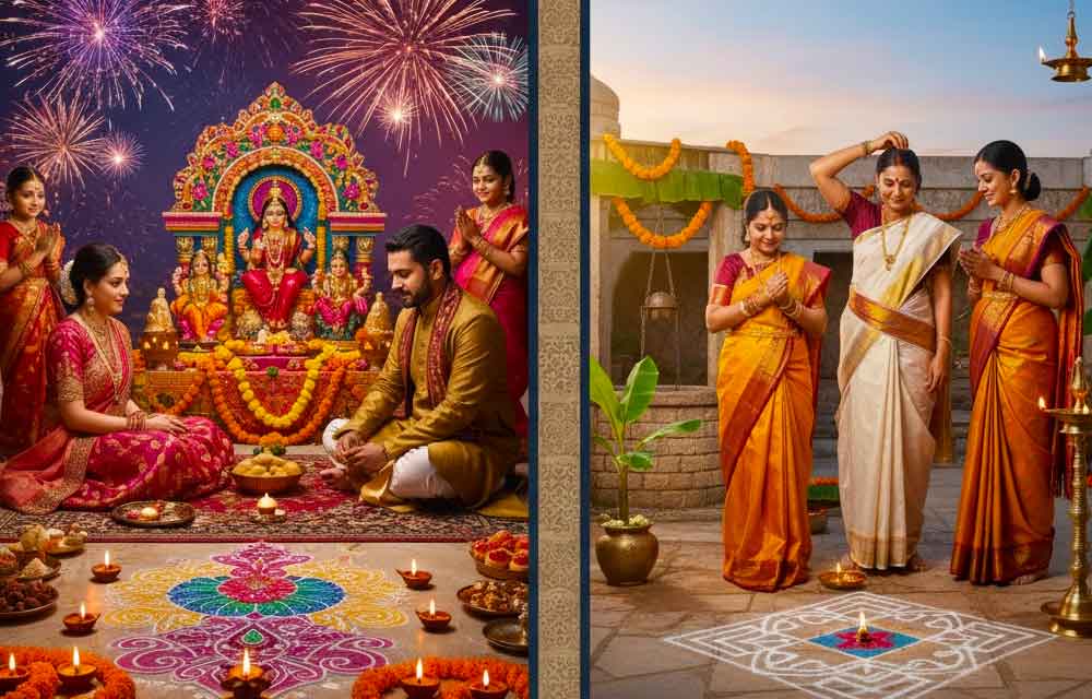 Diwali celebrations in North India and South India