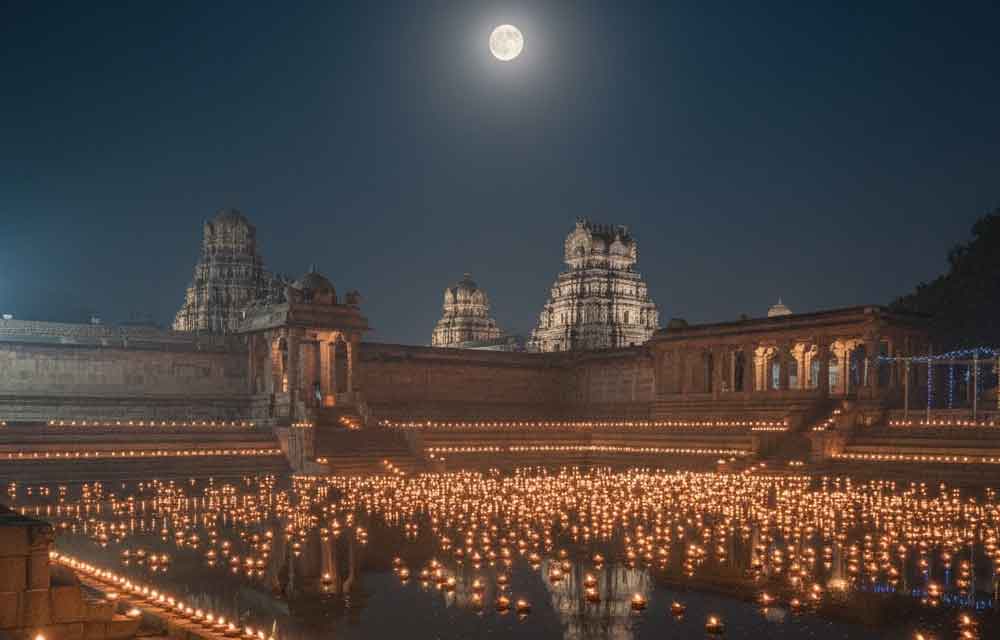 Lighting Diyas in Karthika Masam