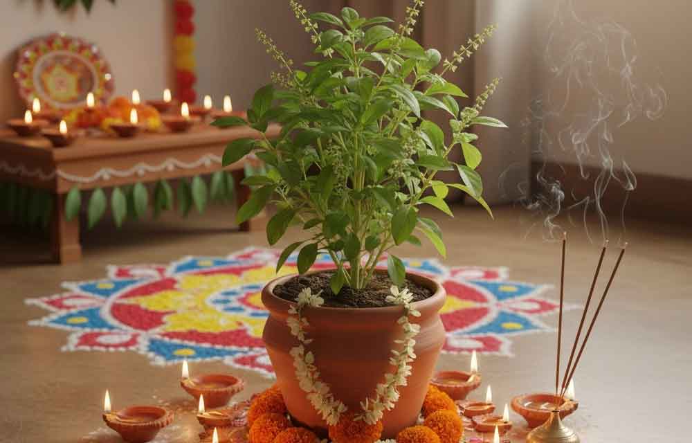 Tulsi Plant in Diwali Pooja