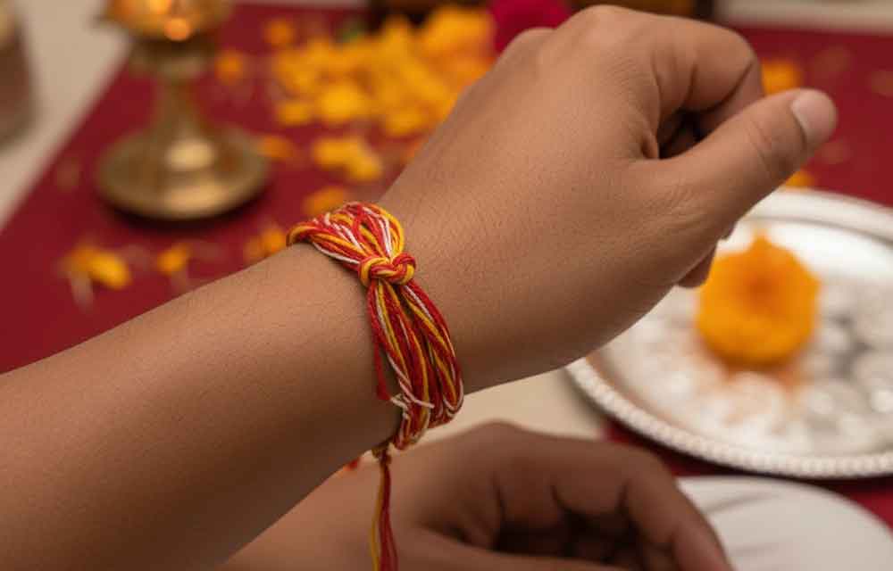 Wearing a Kalava (Moli)