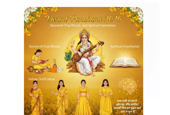 Vasant Panchami 2026: Saraswati Puja Rituals, Yellow Outfit Ideas, and Spiritual Importance