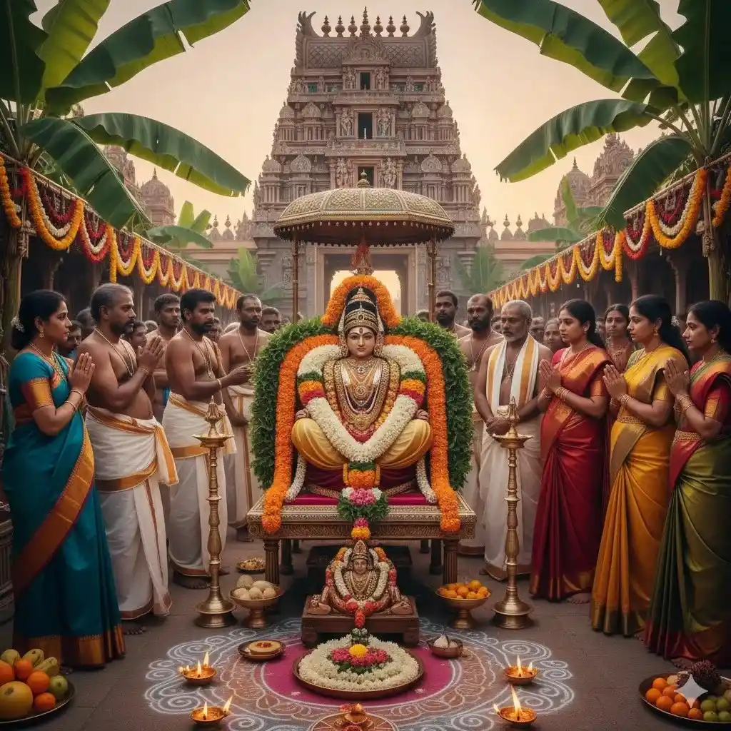 create a banner image on Thirumazhisai Alwar Varusha Thirunakshatram: Sacred Celebration of Devotion