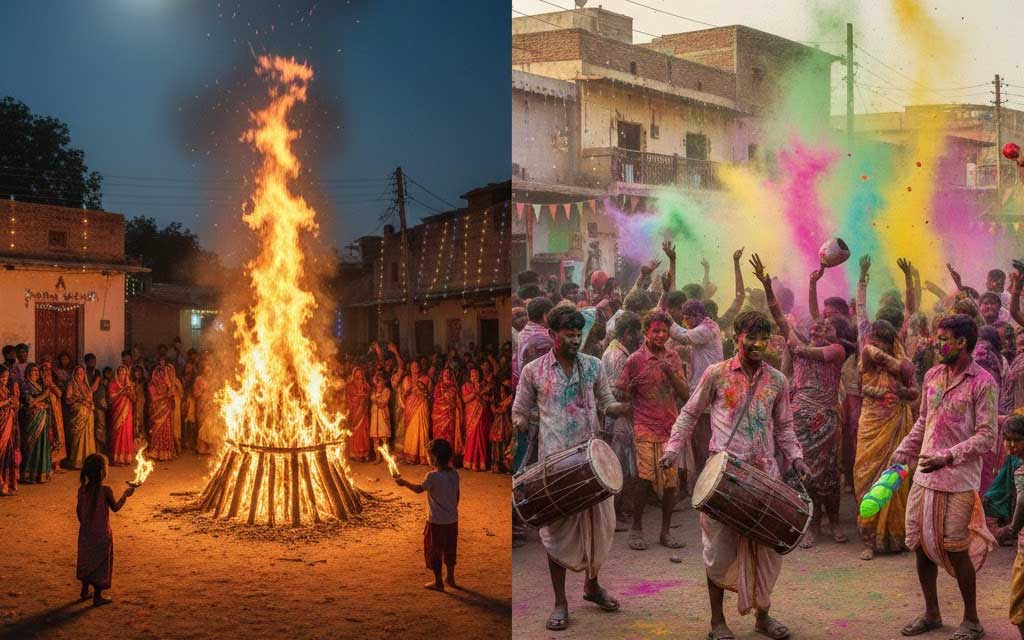 Holi 2026 in India: Holika Dahan March 3 evening, Rangwali Holi March 4.