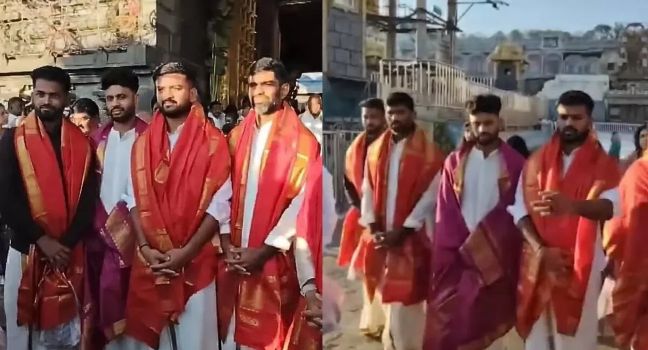 USA TEAM PLAYERS AT THE TIRUMALA TEMPLE IN AP