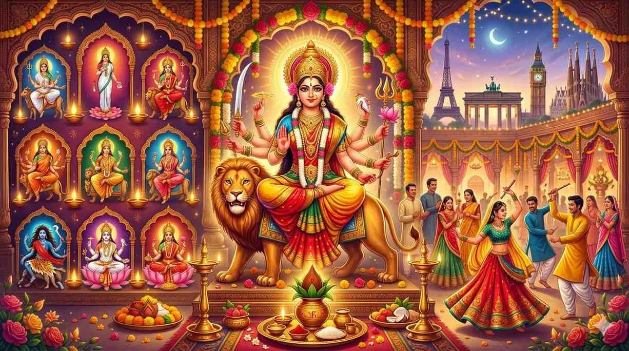 Sharadiya Durga Navratri 2026 Europe Guide: Dates, Day-Wise Puja Vidhi, Mantras, Colors, Fasting Rules &amp; Complete Devotional Celebration for Indian Families in UK, Germany, France &amp; Spain — Navratri