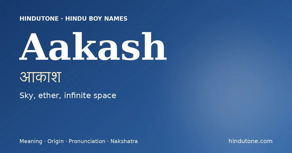 Aakash — Hindu Boy Names with A