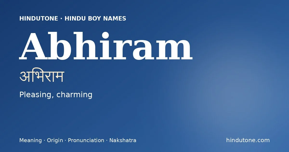 Abhiram — Hindu Boy Names with A