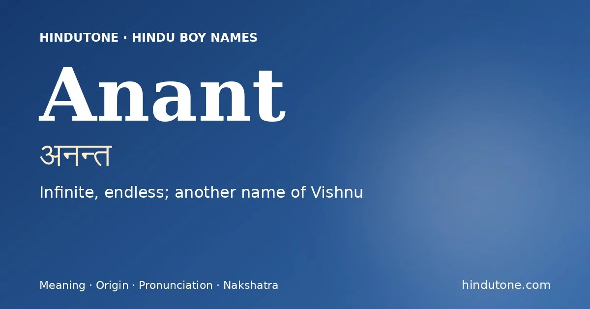 Anant — Hindu Boy Names with A