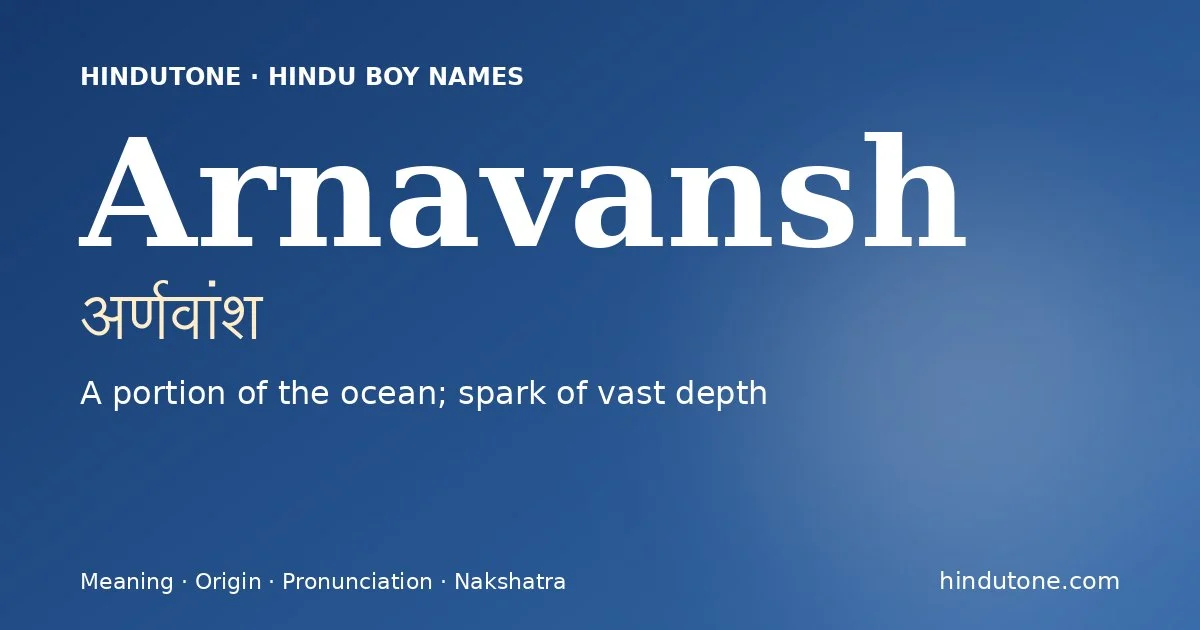 Arnavansh — Hindu Boy Names with A