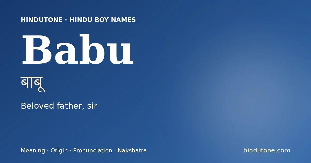 Babu — Hindu Boy Names with B