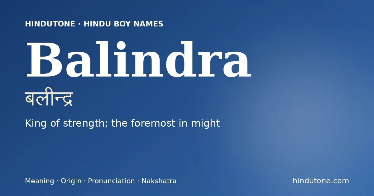 Balindra — Hindu Boy Names with B