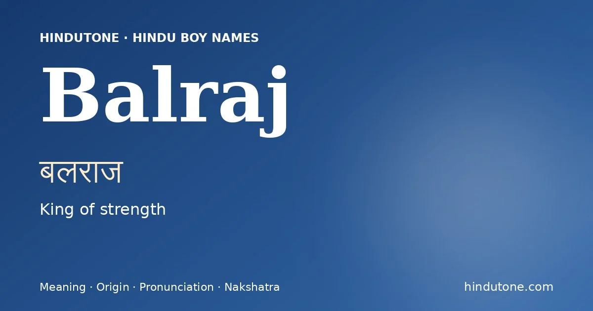 Balraj — Hindu Boy Names with B