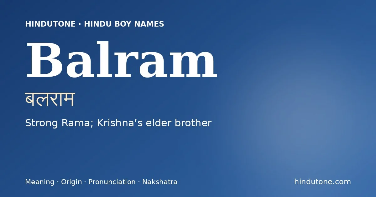 Balram — Hindu Boy Names with B