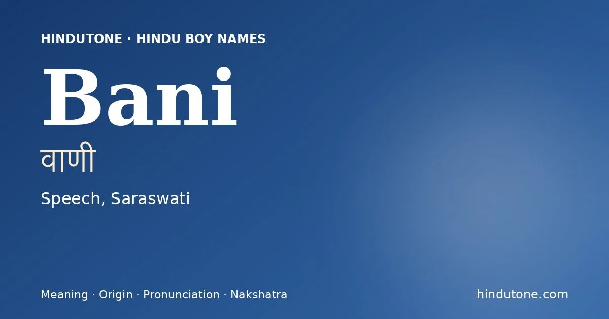 Bani — Hindu Boy Names with B