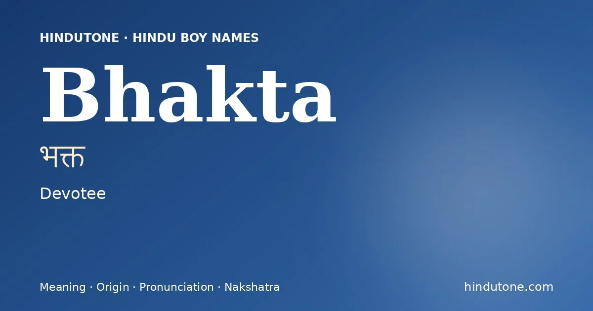 Bhakta — Hindu Boy Names with B