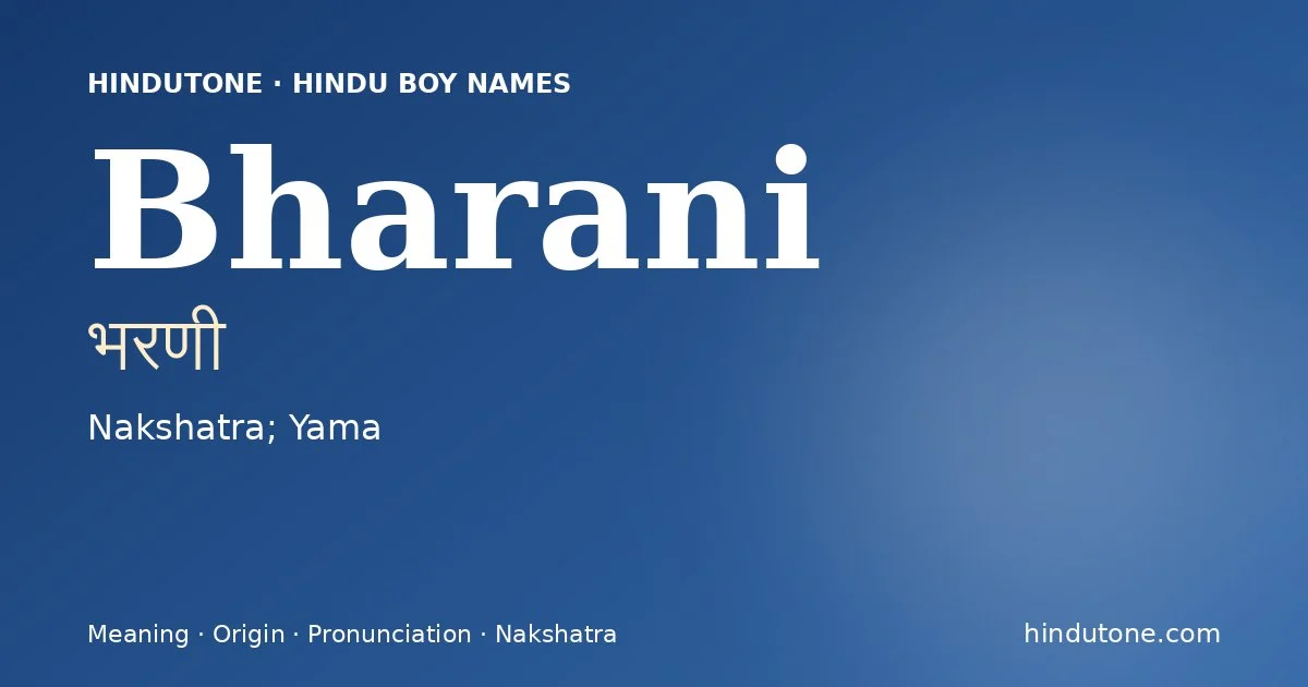 Bharani — Hindu Boy Names with B