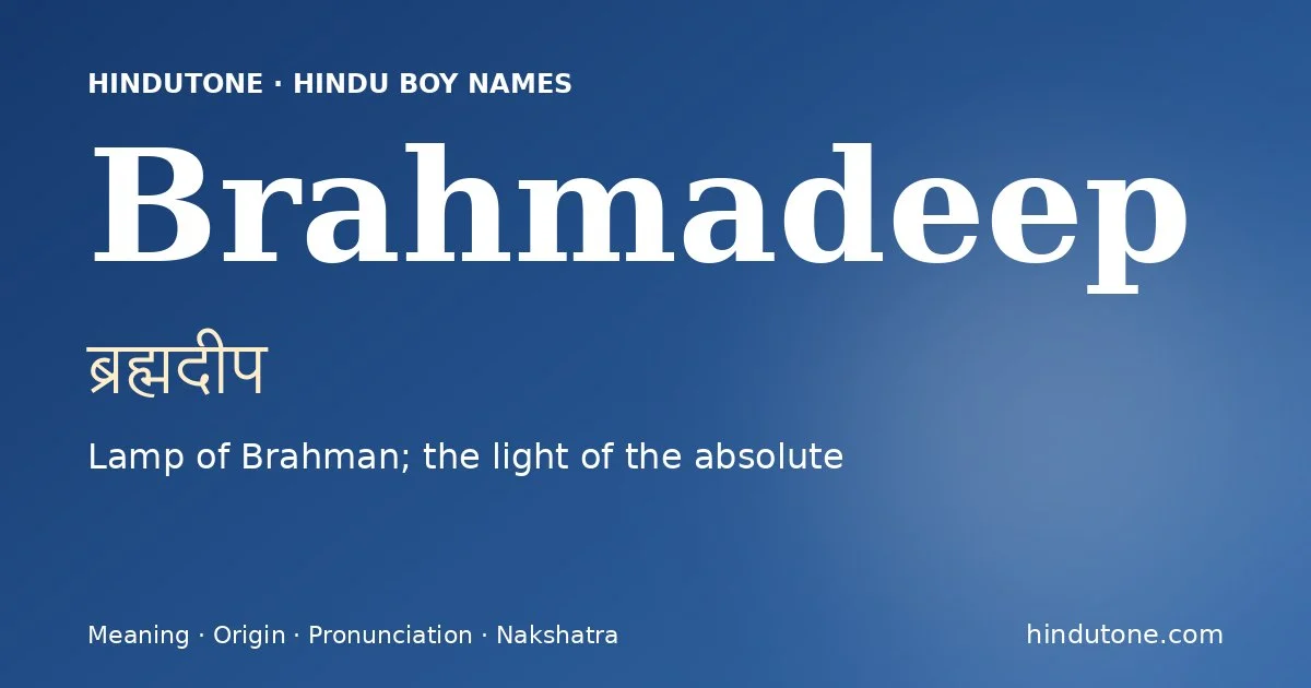 Brahmadeep — Hindu Boy Names with B